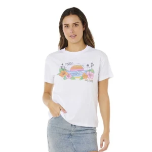 Rip Curl T-shirt à Manches Courtes Sun Rays Cropped Optical White S Femme