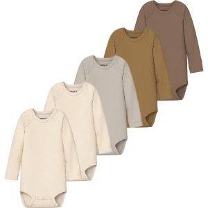 Name It Body à Manches Longues Solid Rib 5 Unités Coca Mocha / Bistre / Peyote / Buttercream 12 Mois Fille
