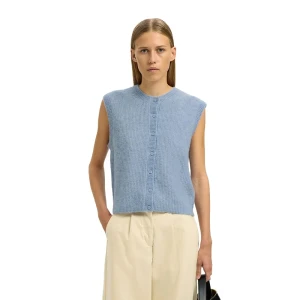 Selected Gilet En Tricot Lulu Cashmere Blue / Melange M Femme