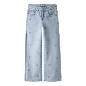 Name It Jean Rose Wide Emb Light Blue Denim / Flower Embroidery 14 Années Fille