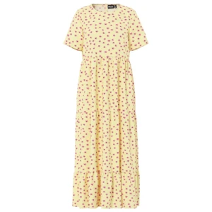 Pieces Robe Longue à Manches Courtes Evie Ankle French Vanilla / Flower XS Femme