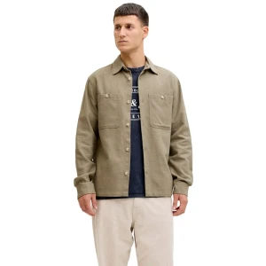 Jack & Jones Chemise à Manches Longues Blurayle Linen Solid Mermaid / Regular Fit L Homme