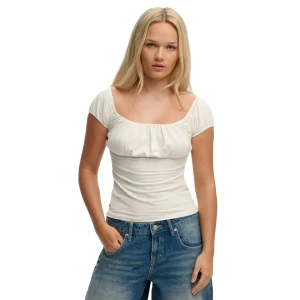 Superdry T-shirt à Manches Courtes Athletics Essentials Ruched Off White S Femme