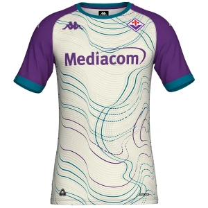 Kappa T-shirt à Manches Courtes Mokibapre Pro-ac Fiorentina White Whisper / Violet Indigo / Turquoise Crystal 2XL Homme