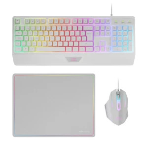 Mars Gaming Clavier Et Souris Mcp124 3-in-1 Gaming Combo H-mech Rgb Keyboard Huano Optical Mouse Rainbow Nanotextile Mousepad White One Size unisex