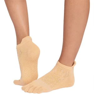 Toesox Chaussettes Full Toe Low Rise Tec Pilates Grip Golden EU 39-42 1/2
