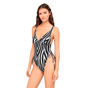 Gisela Maillot De Bain Deep V-neck Zebra Animal Print