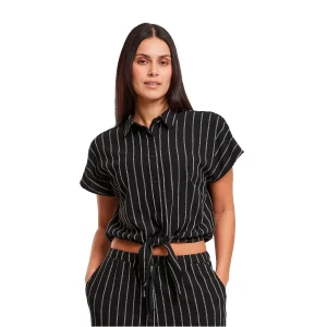 Urban Classics Blouse à Manches Courtes Tb7474 Black / Off White XS Femme