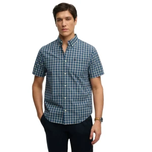Superdry Chemise à Manches Courtes Preppy Poplin Quays Navy Check XL Homme