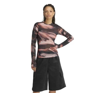 Adidas Originals T-shirt à Manches Longues Graphic Mesh Vermillion / Crystal Linen / Aurora Coffee / Black M Femme