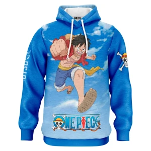 Otso Sweat à Capuche One Piece Fishman Luffy And The Crew Blue L Homme,Femme