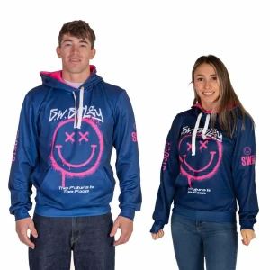 Otso Sweat à Capuche S.w.smiley Graffiti Blue L Homme,Femme
