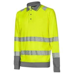 U-power Polo à Manches Longues Close 3 Unités Grey Yellow XL