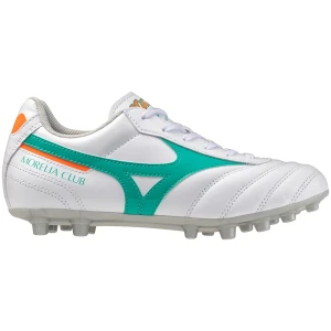 Mizuno Chaussures De Football Junior Morelia Ii Club Ag White / Arcadia / Lava Orange EU 32 1/2 Garçon,Fille