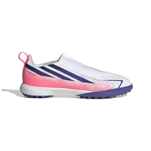 Adidas Chaussures De Football Junior F50 Hyperfast League Laceless Tf Ftwr White / Solar Purple / Solar Turbo EU 36 2/3 Garçon,Fille