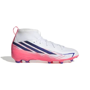 Adidas Chaussures De Football Junior F50 Hyperfast League Mid Fg Ftwr White / Solar Purple / Solar Turbo EU 33 1/2 Garçon,Fille