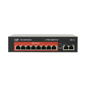 Pni Switch Poe Swpoe82 8 Port Black One Size unisex