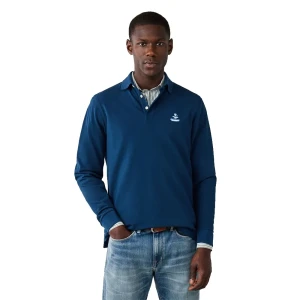 FaÇonnable Polo à Manches Longues Birdie Pima Pique Naval Blue S Homme