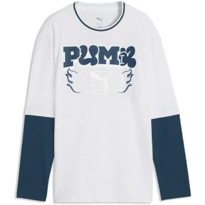 Puma T-shirt à Manches Longues Mid90s Relaxed Layered White Glow Heather 15-16 Années Garçon