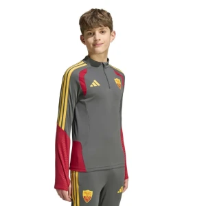 Adidas Sweat-shirt Junior à Demi-zip Entraînement As Roma 26/27 Tiro Grey Six / Team Victory Red 5-6 Années Garçon,Fille