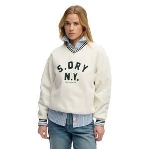 Superdry Sweat-shirt Country Club Applique V Cream S Femme