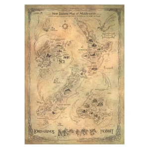 Weta Workshop Affiche The Hobbit Map Of Middle Earth Beige / Brown One Size unisex