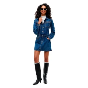 Tommy Jeans Robe à Manches Longues Dw0dw21999 Denim Medium L Femme