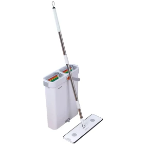 Joybos Ensemble De Serpillère Plate En Microfibre Et Seau Essoreur White One Size
