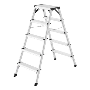 Hailo Escabeau D60 Standardline Silver / Red One Size
