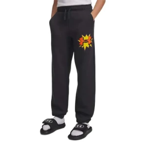 Under Armour Joggers Rival Fleece Graphics Gray / Outrageous Orange 14-16 Années
