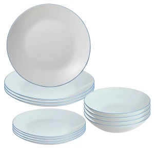 San Ignacio Vaisselle Blue Rim 12 Pièces White / Blue One Size