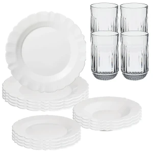 San Ignacio Ensemble De Vaisselle Et Verres 380ml 4 Unités 12 Pièces White / Transparent One Size