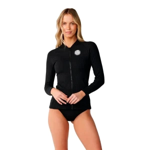 Rip Curl Rash Guard Manches Longues Zippé Premium Surf Black S Femme