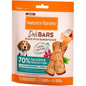 Nature´s Variety Delibars Superfoods Snacks Friandise Au Saumon Pour Chien 9x70g Brown One Size