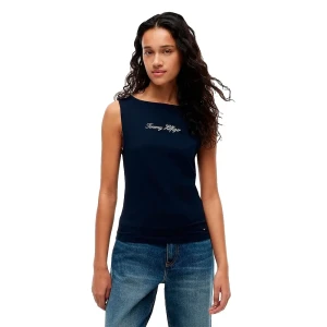 Tommy Hilfiger T-shirt Sans Manches Ww0ww50947 Dark Night Navy XL Femme