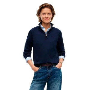 Tommy Hilfiger Sweat-shirt Zippé Ww0ww52437 Dark Night Navy XS Femme
