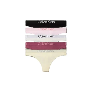 Calvin Klein String Lv00qd5331 5 Unités Black / Craddle Pink / Snow Heather / Berr XL Femme