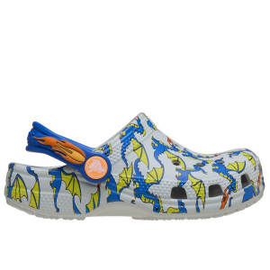 Klapki dziecięce Crocs Toddler Classic Dragon Graphic Clog 212514-1FT - szare