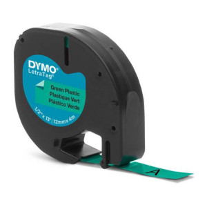 Taśma DYMO LetraTag 91204 12 mm x 4 m / zielona / czarny nadruk / do drukarek DYMO LT 