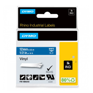 Taśma winylowa DYMO Rhino 1805243 12 mm x 5,5 m / niebieska / biały nadruk / do drukarek DYMO D1 