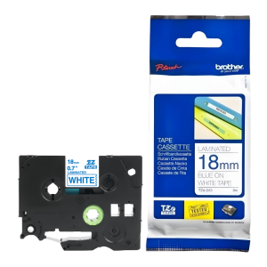 Taśma Brother TZe-243 18 mm x 8 m / biała / niebieski nadruk / do drukarek Brother P-touch