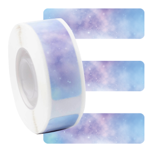 Etykiety Phomemo DCP1240-160M 12 x 40 mm 160 szt. / pastelowe gwiazdy / czarny nadruk / mocny klej / do drukarki D30S 