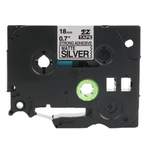 Taśma Specmark TZe-SM941 18 mm x 8 m / matowa srebrna / czarny nadruk / mocny klej / do drukarek Brother P-touch