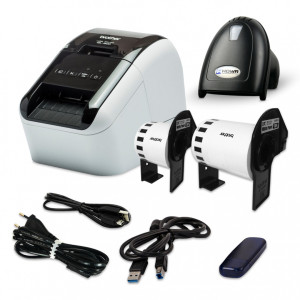 Drukarka etykiet Brother QL-800 duocolor 300 dpi / do 62 mm / PC / Mac / USB / z czytnikiem kodów HDWR HD43 w zestawie 