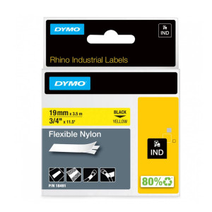 Taśma nylonowa DYMO Rhino 18491 19 mm x 3,5 m / żółta / czarny nadruk / do drukarek DYMO D1 