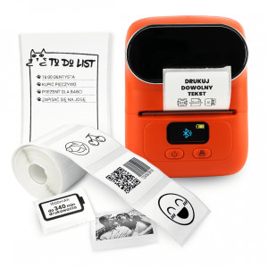 Mini drukarka etykiet Phomemo M110 pomarańczowa 203 dpi / do 50 mm / PC / Mac / Smartfon / BT / USB 