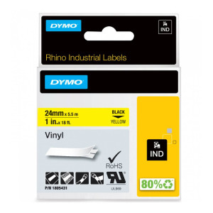 Taśma winylowa DYMO Rhino 1805431 24 mm x 5,5 m / żółta / czarny nadruk / do drukarek DYMO D1 