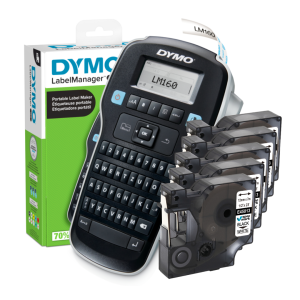 Drukarka etykiet DYMO LabelManager 160 180 dpi / do 12mm / z 5 szt. taśm D1 w zestawie 