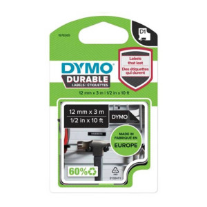 Taśma DYMO Durable D1-1978365 12 mm x 3 m / czarna / biały nadruk / do drukarek DYMO D1 