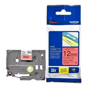 Taśma Brother TZe-431 12 mm x 8 m / czerwona / czarny nadruk / do drukarek Brother P-touch